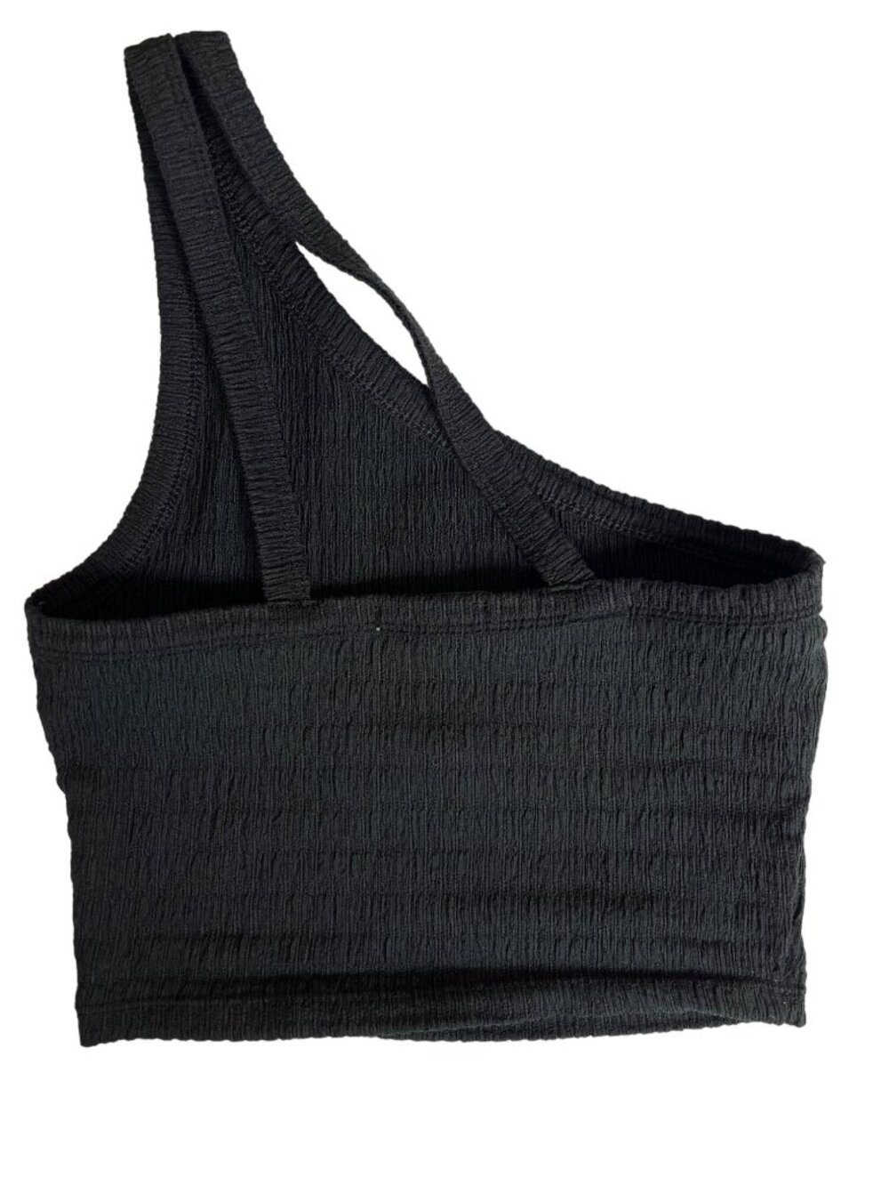 American Eagle One Shoulder Crop Top XS Black Ribbed Stretch Casual - Picture 2 of 7
